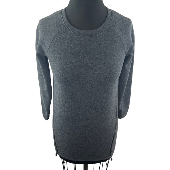 ZELLA Charcoal Gray Sweater ZIpper Stretch Fleece Lined Crew Neck Size Medium M - Picture 1 of 11